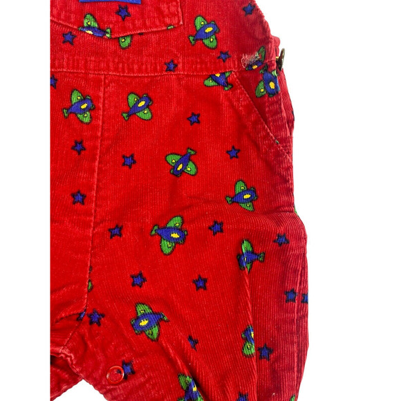 Oshkosh B'Gosh Baby Overalls 6-9M Baby Plane Airplane Corduroy Footed Vintage - Picture 6 of 12